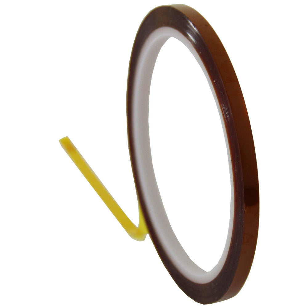 Braunes, glänzendes Klebeband auf einer weißen Rolle, mit einer gelben Abziehlasche, ideal für Druckanwendungen und Bastelprojekte