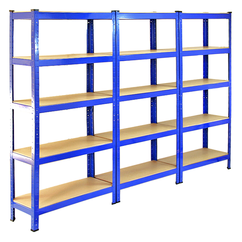 6 x Monster Racking T-Rax 75cm Lagerregal Blau mit Gratis Gummihammer