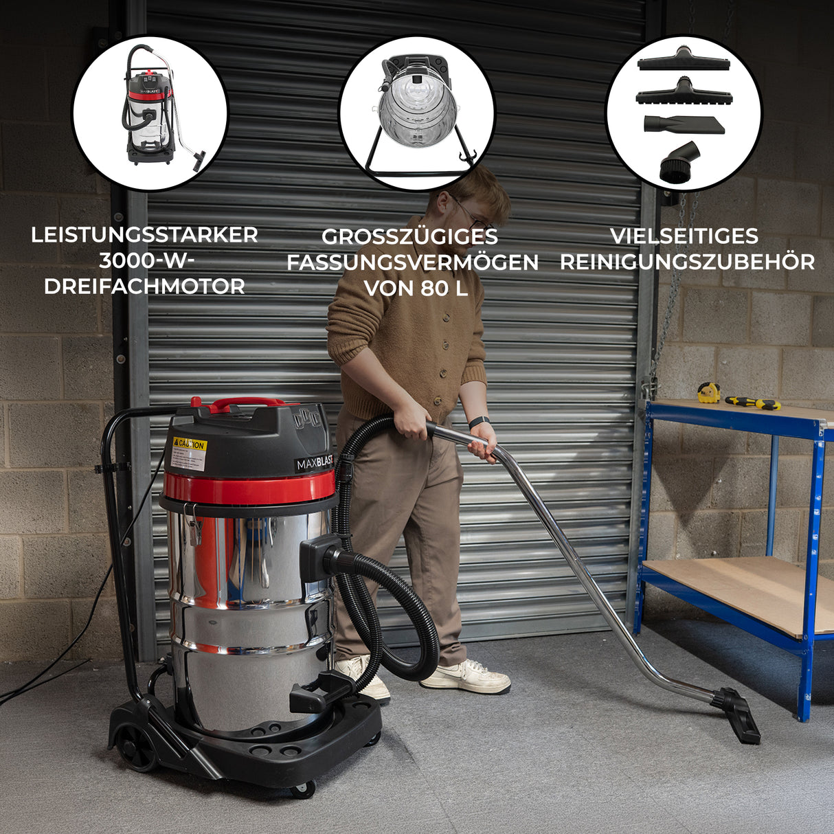 80L Industriesauger Nass & Trocken