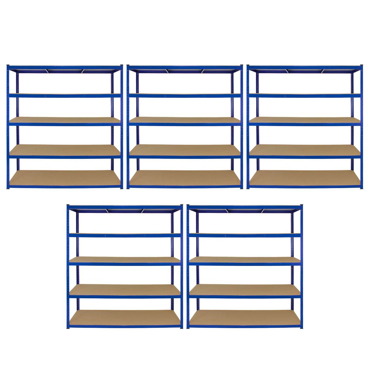 5 x Extra breite T-Rax Lagerregale 180cm x 160cm x 60cm - Blau