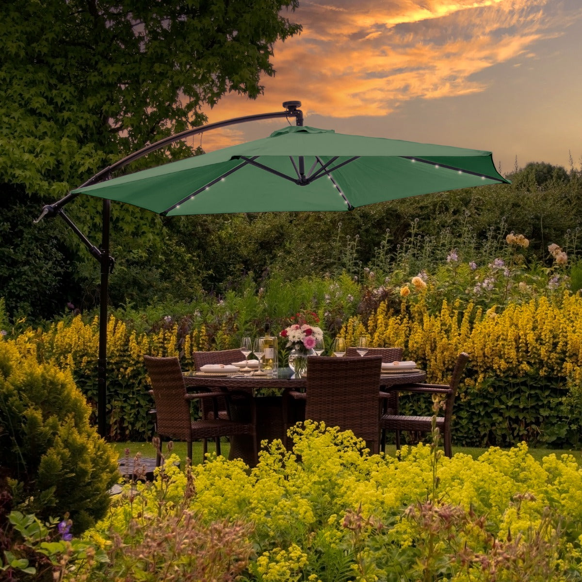 300cm LED Ampelschirm Sonnenschirm - Grün