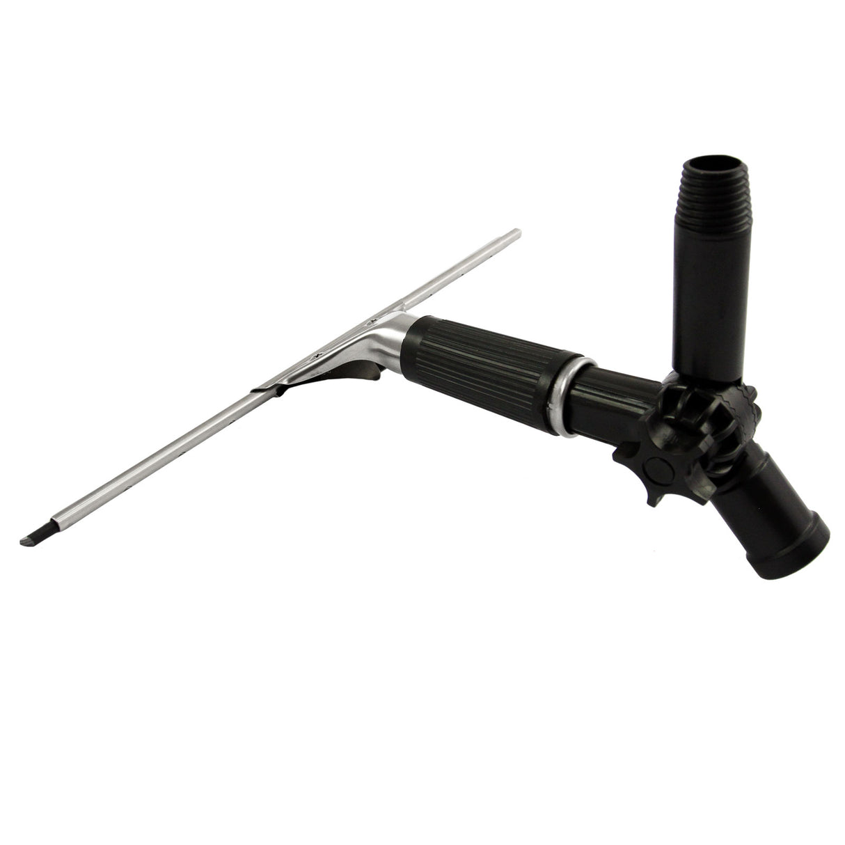Teleskopstange für Fensterreinigung, 6,14 m lang, mit schwarzem Griff, silbernem Metall und verstellbarem Kopf für einfache Handhabung