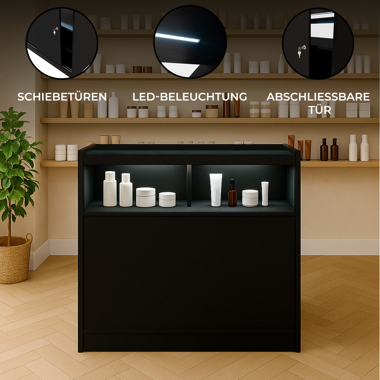 B900 LED-Ladentheke – Schwarz