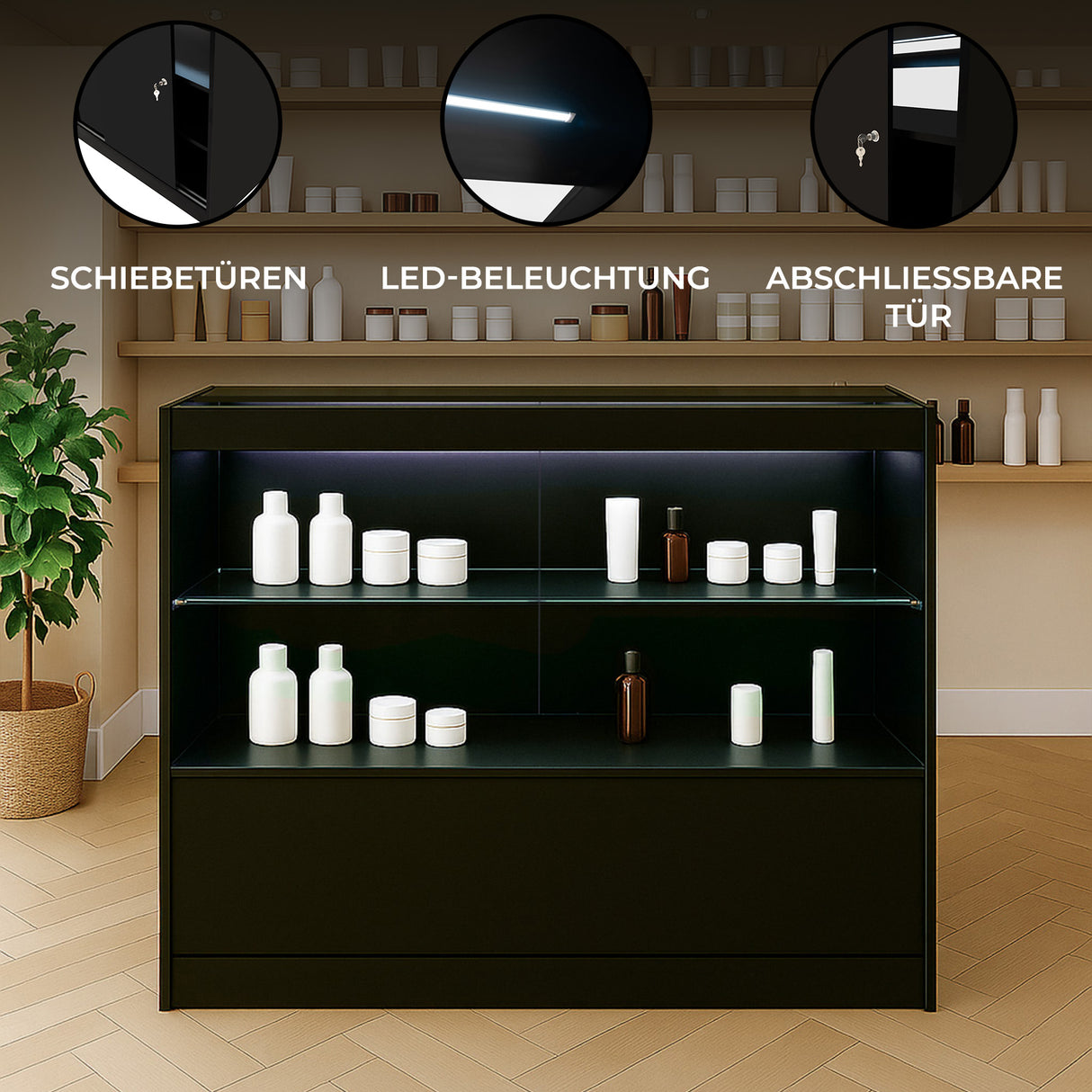 C1200 LED-Ladentheke – Schwarz