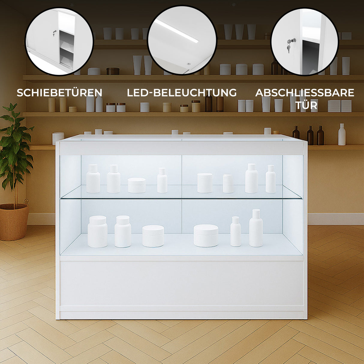 C1200 LED-Ladentheke – Weiß