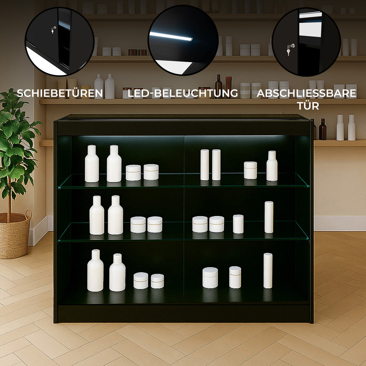 K1200 LED-Ladentheke – Schwarz