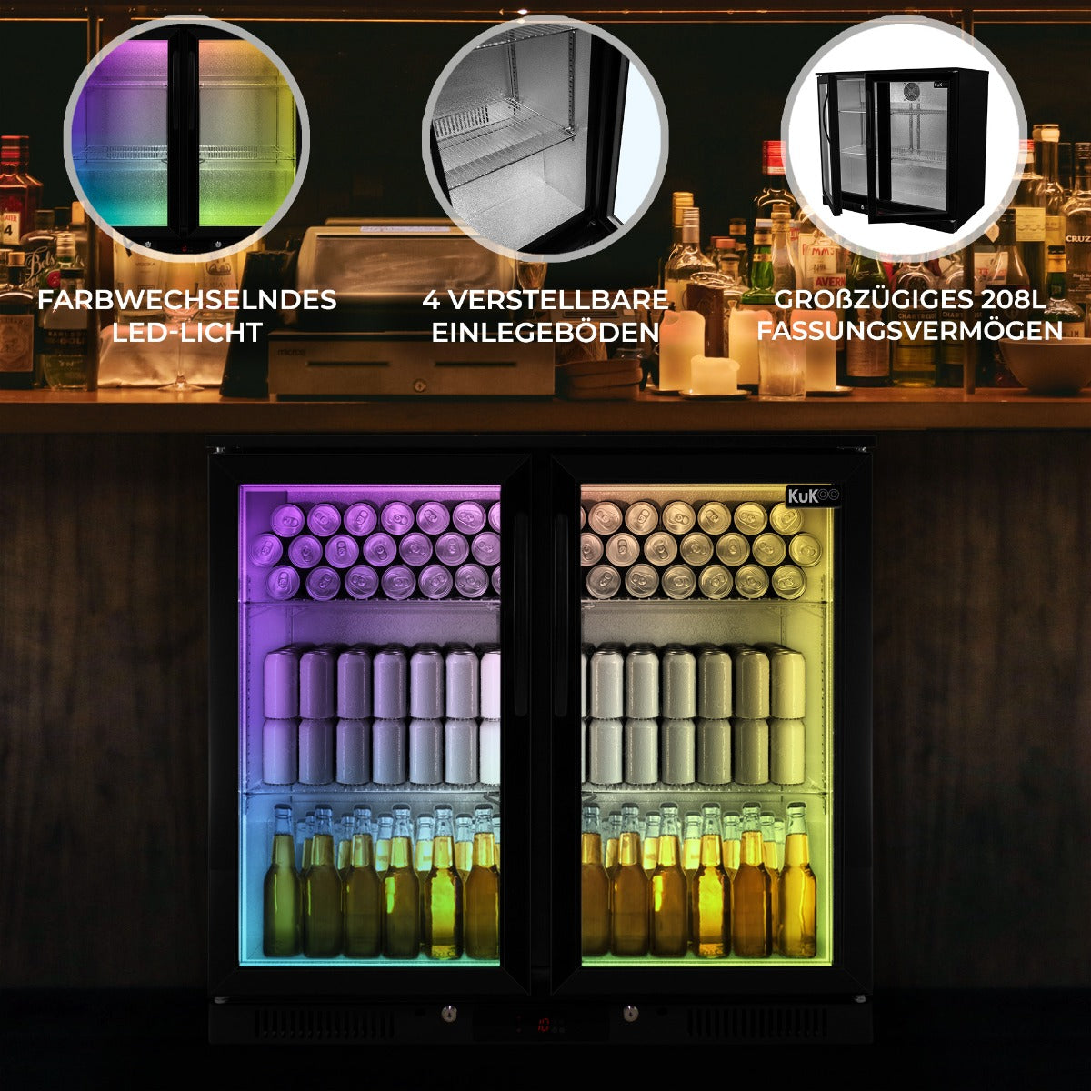 Barkühlschrank Flaschenkühlschrank - Doppel Scharniertür