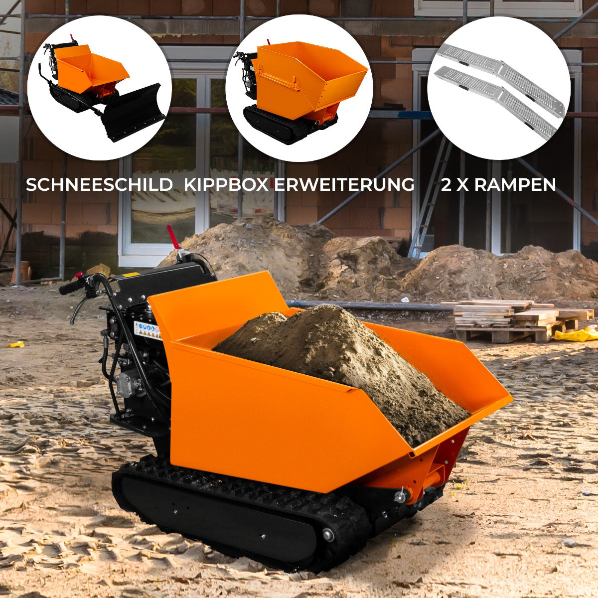 Mini Raupendumper Motorschubkarre Benzin 500kg 9PS Kipper
