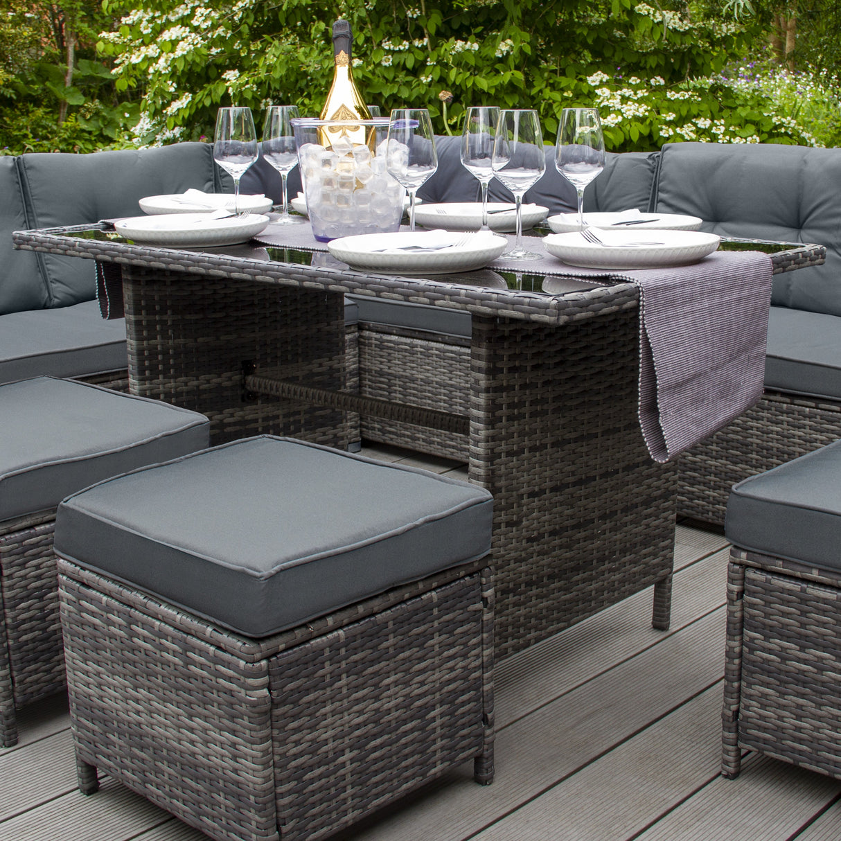 Polyrattan Gartenmöbel Set - Schwarz