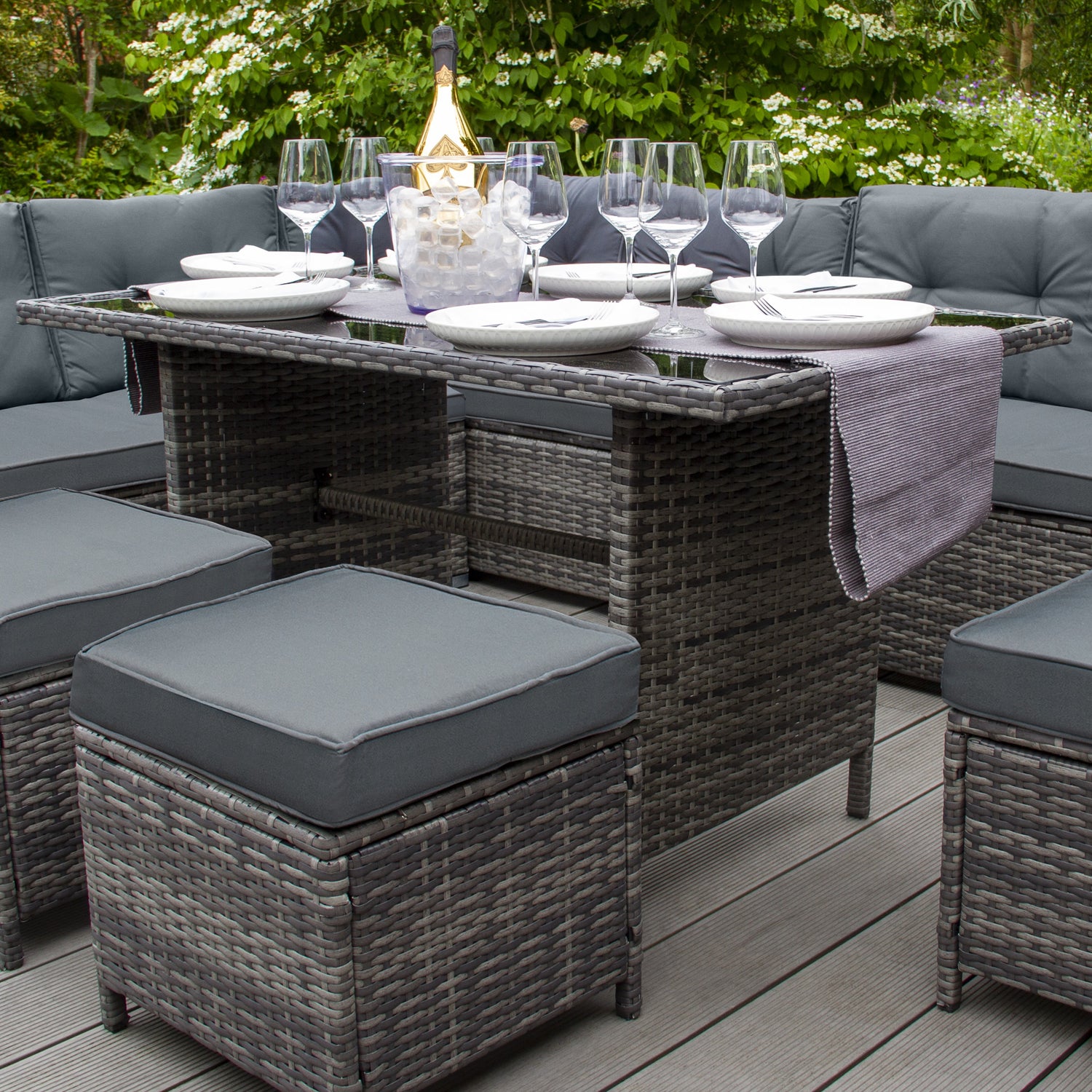 Polyrattan Gartenmöbel Set - Schwarz