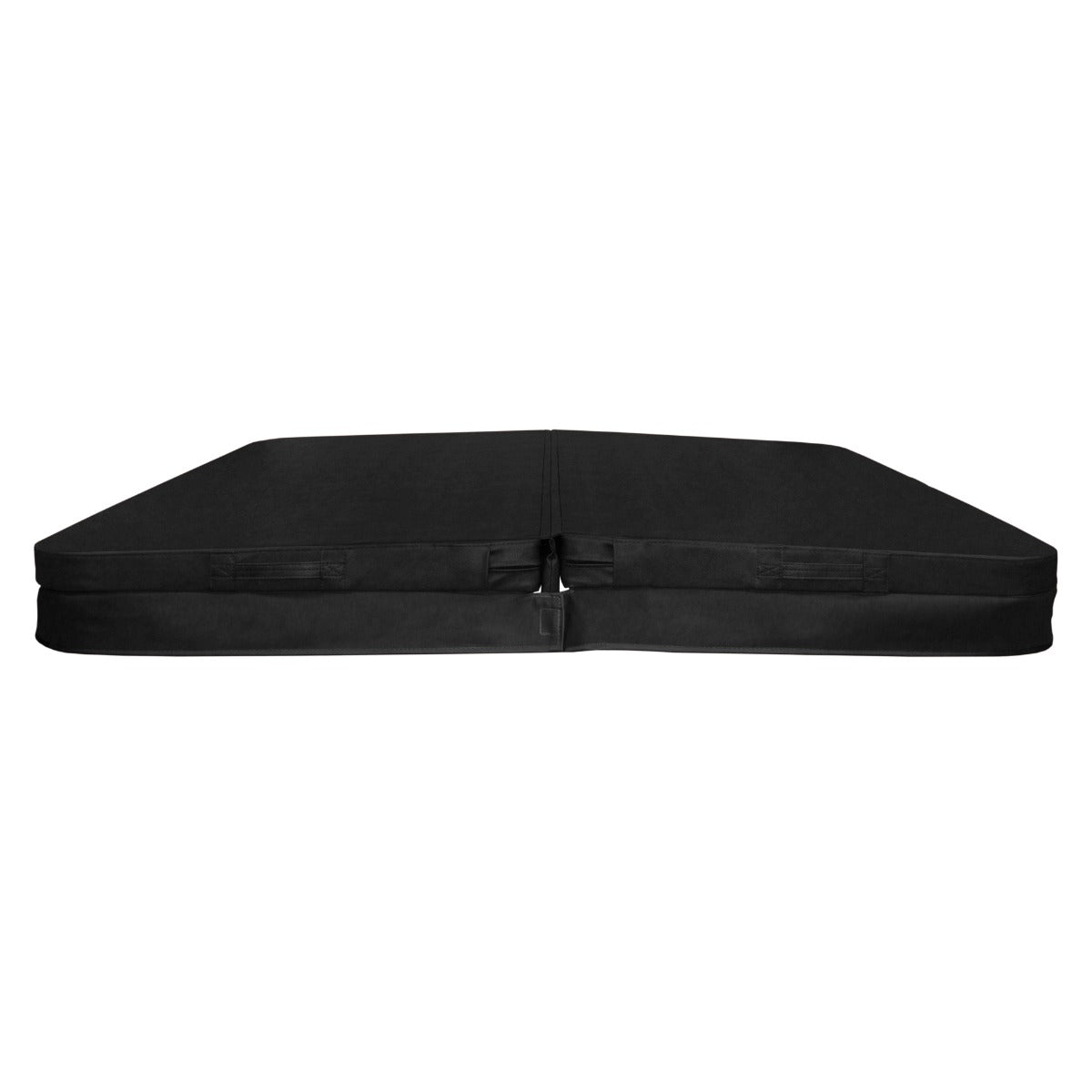 Schwarze 2m Whirlpool Abdeckung mit robustem Material, flachem Design und zwei seitlichen Griffen für einfachen Transport und Handhabung