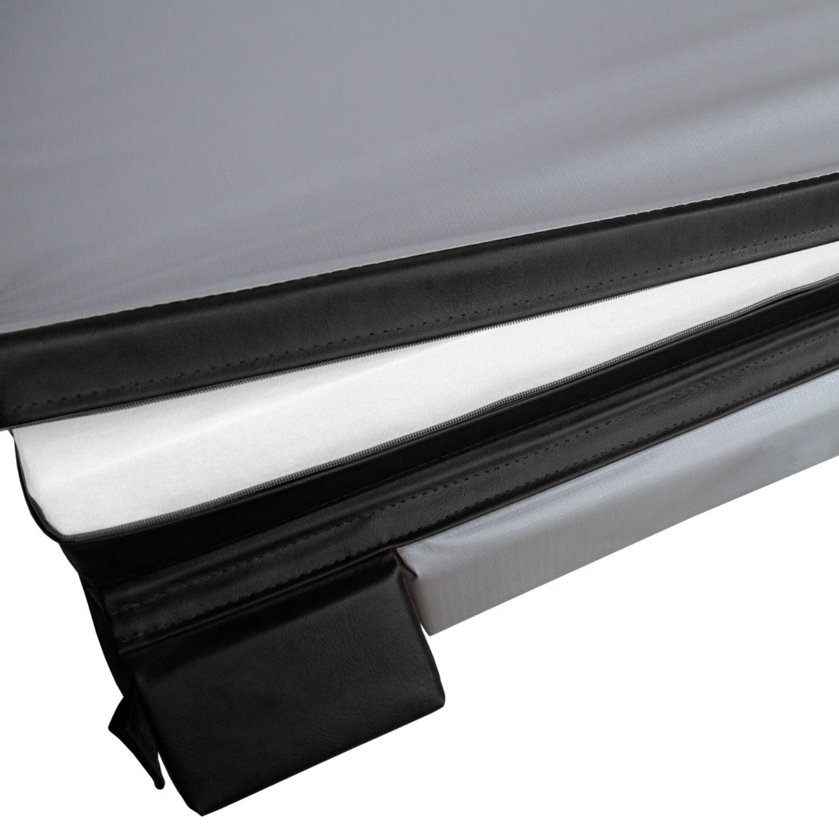 Schwarze 2m Whirlpool Abdeckung aus strapazierfähigem Material, mit glatter Oberfläche und robustem Rand für optimalen Schutz und Isolierung