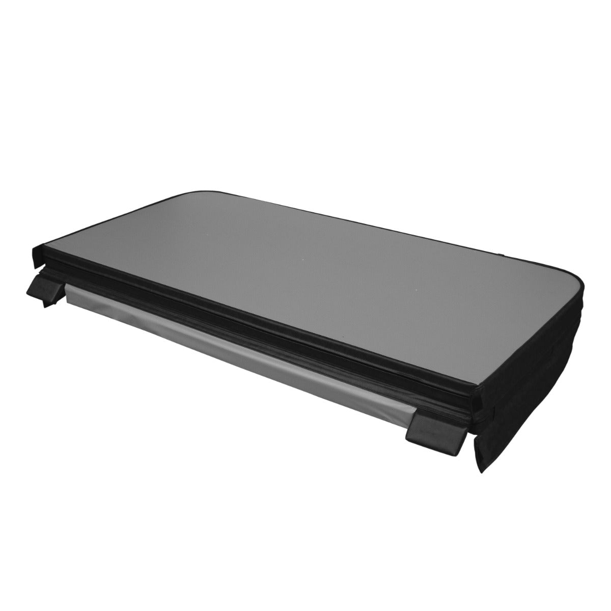 Schwarze Whirlpool-Abdeckung mit glatter Oberfläche, rechteckiger Form und stabilen Kanten, ideal zum Schutz vor Schmutz und Witterungseinflüssen