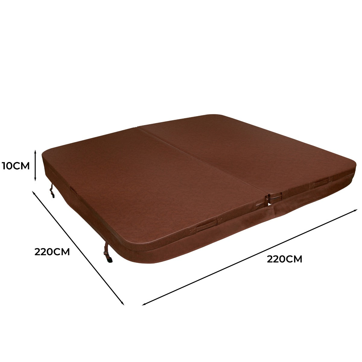 Braune Whirlpool-Abdeckung aus strapazierfähigem Material, quadratisch mit den Maßen 220 cm x 220 cm und einer Dicke von 10 cm, idealer Schutz für Whirlpools