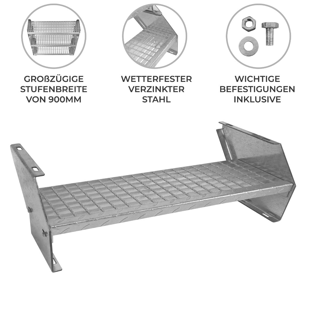 Zusätzlicher Verzinkter Stahl Stufen – 900mm breit