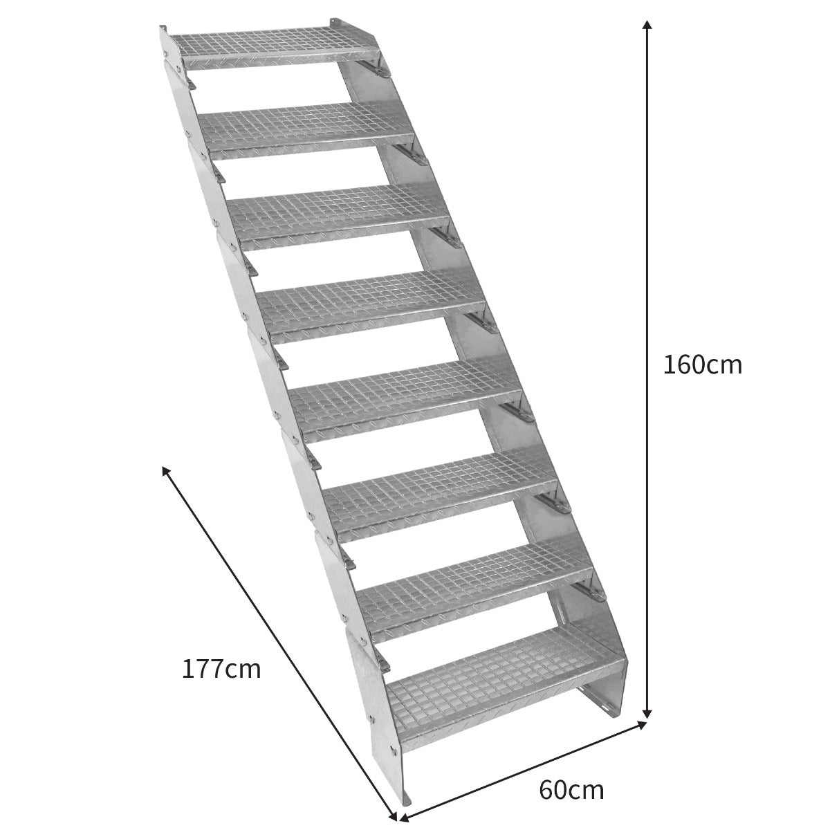 Verstellbare Achtteilige Verzinkter Stahl Treppe – 600mm breit