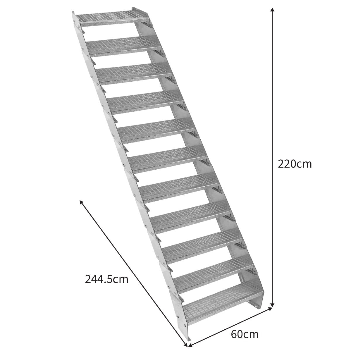 Verstellbare Elfteilige Verzinkter Stahl Treppe – 600mm breit