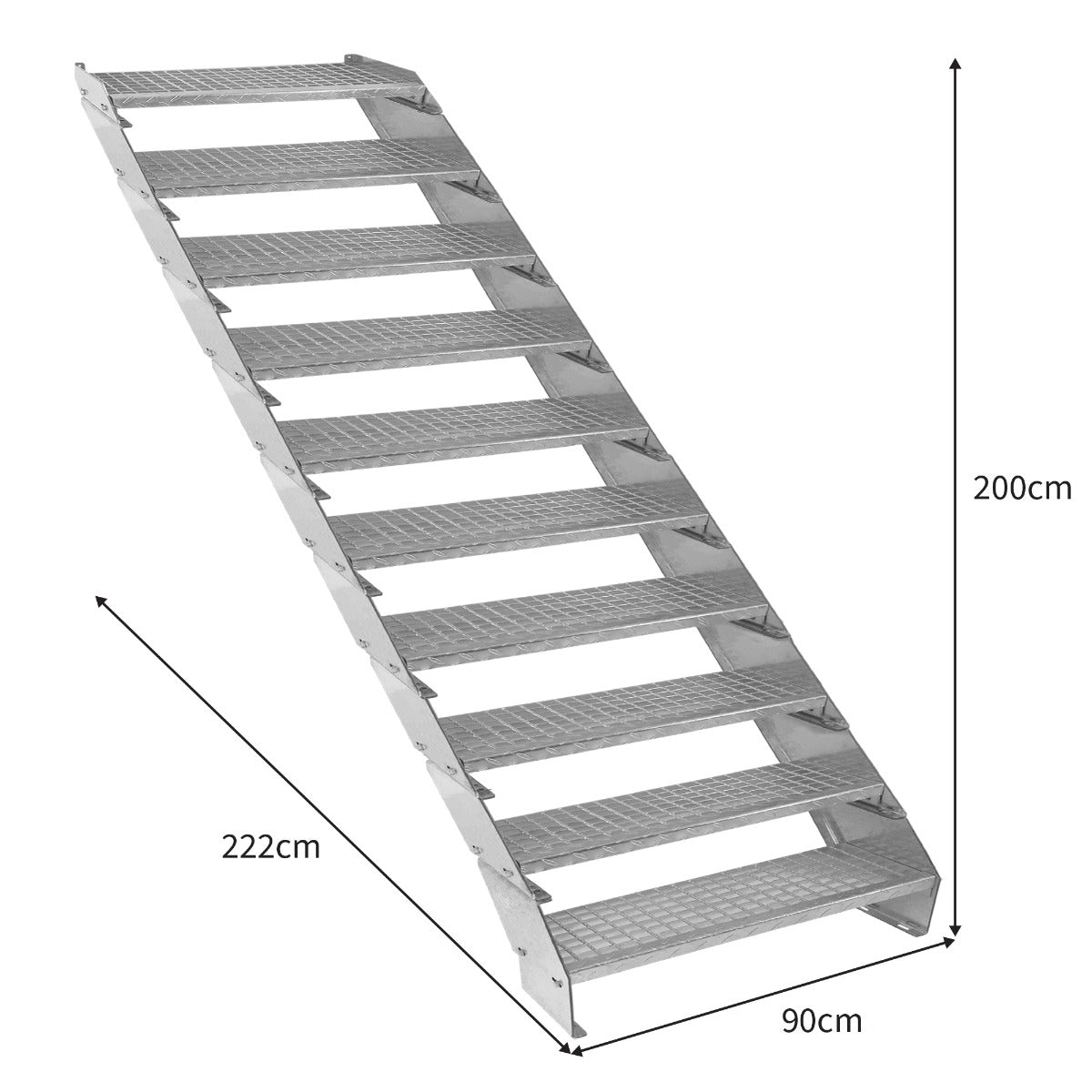 Verstellbare Zehnteilige Verzinkter Stahl Treppe – 900mm breit