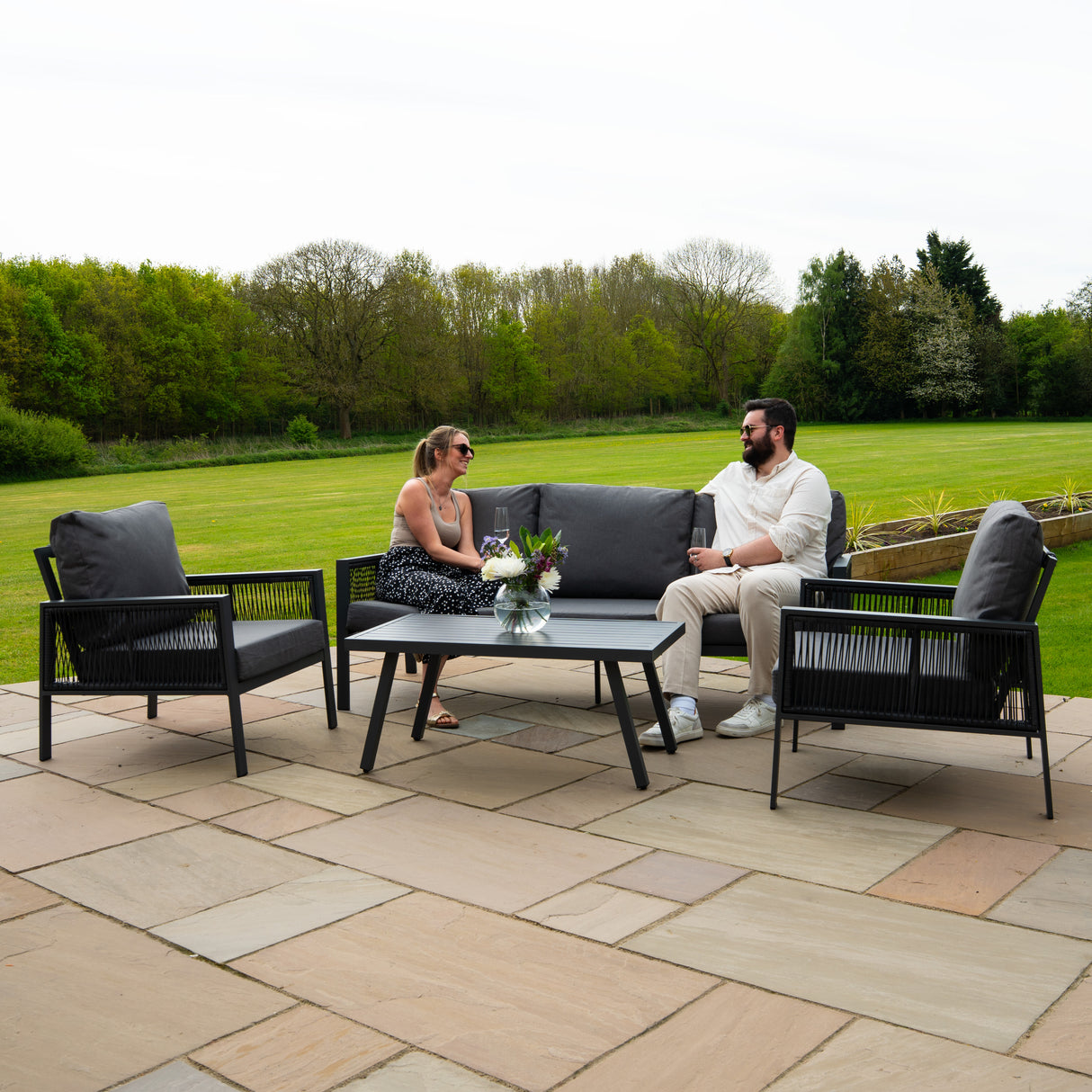 4-teilige Aluminium-Sofagarnitur – Anthrazitgrau