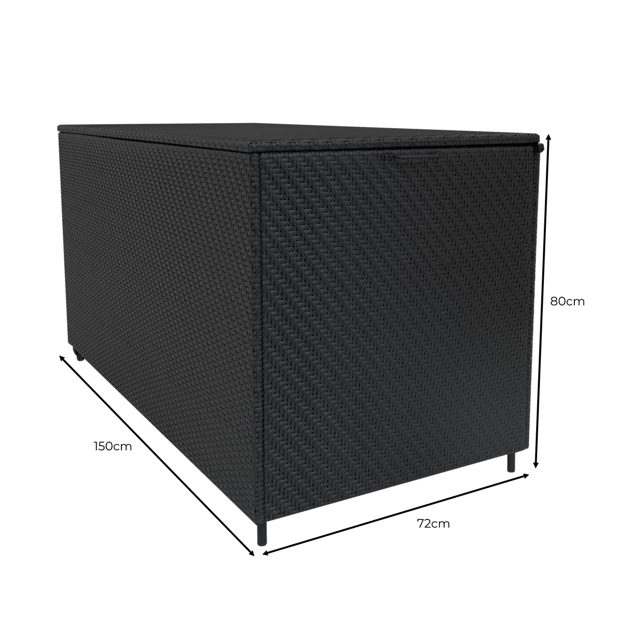 Rattan Kissenbox 700L - Schwarz