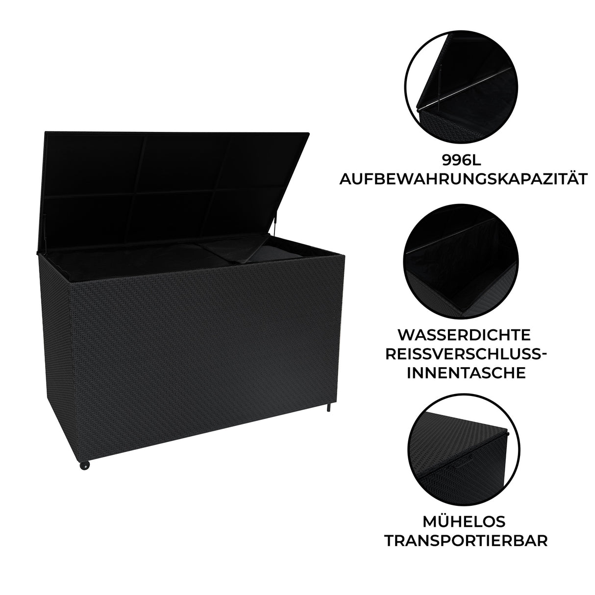 Rattan Kissenbox 996L - Schwarz