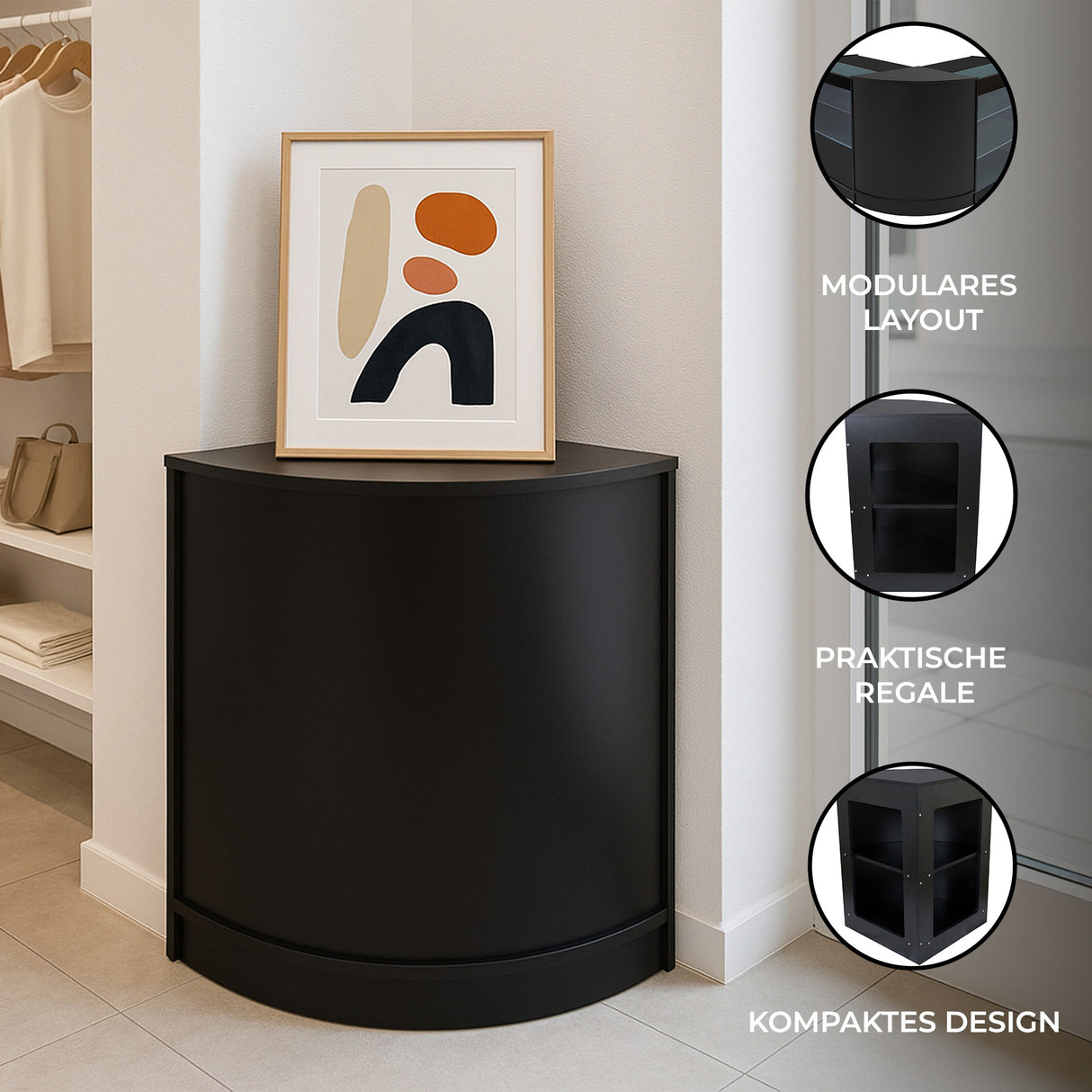 Eckiger Ladentresen CM60 – Schwarz