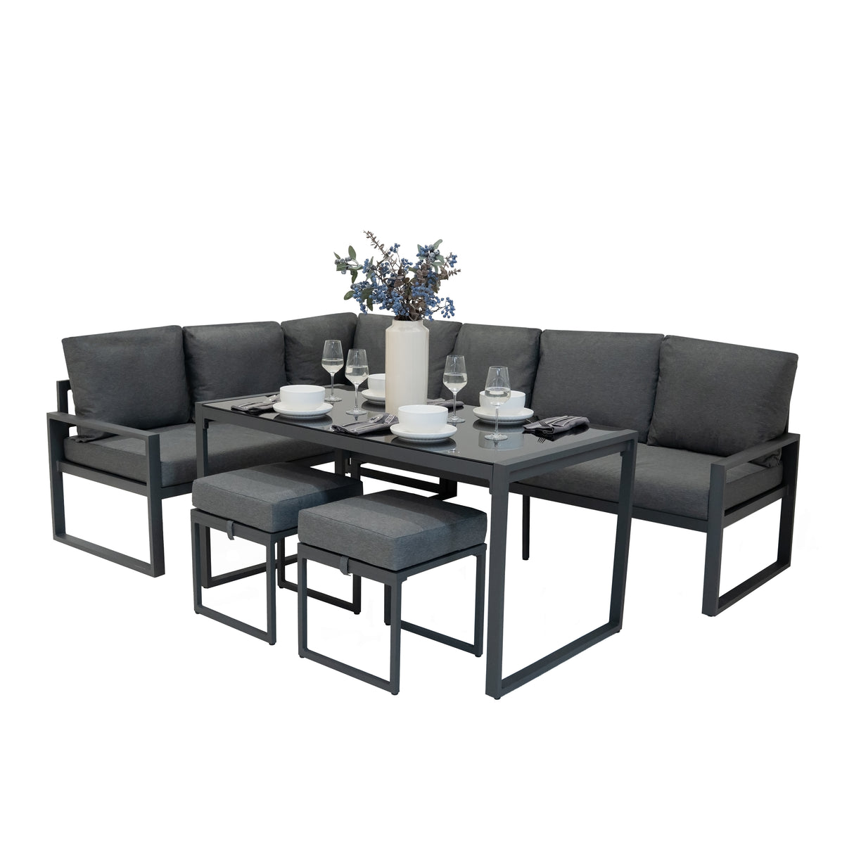 Aluminium 5-teiliges Ecksofa-Set - Anthrazitgrau