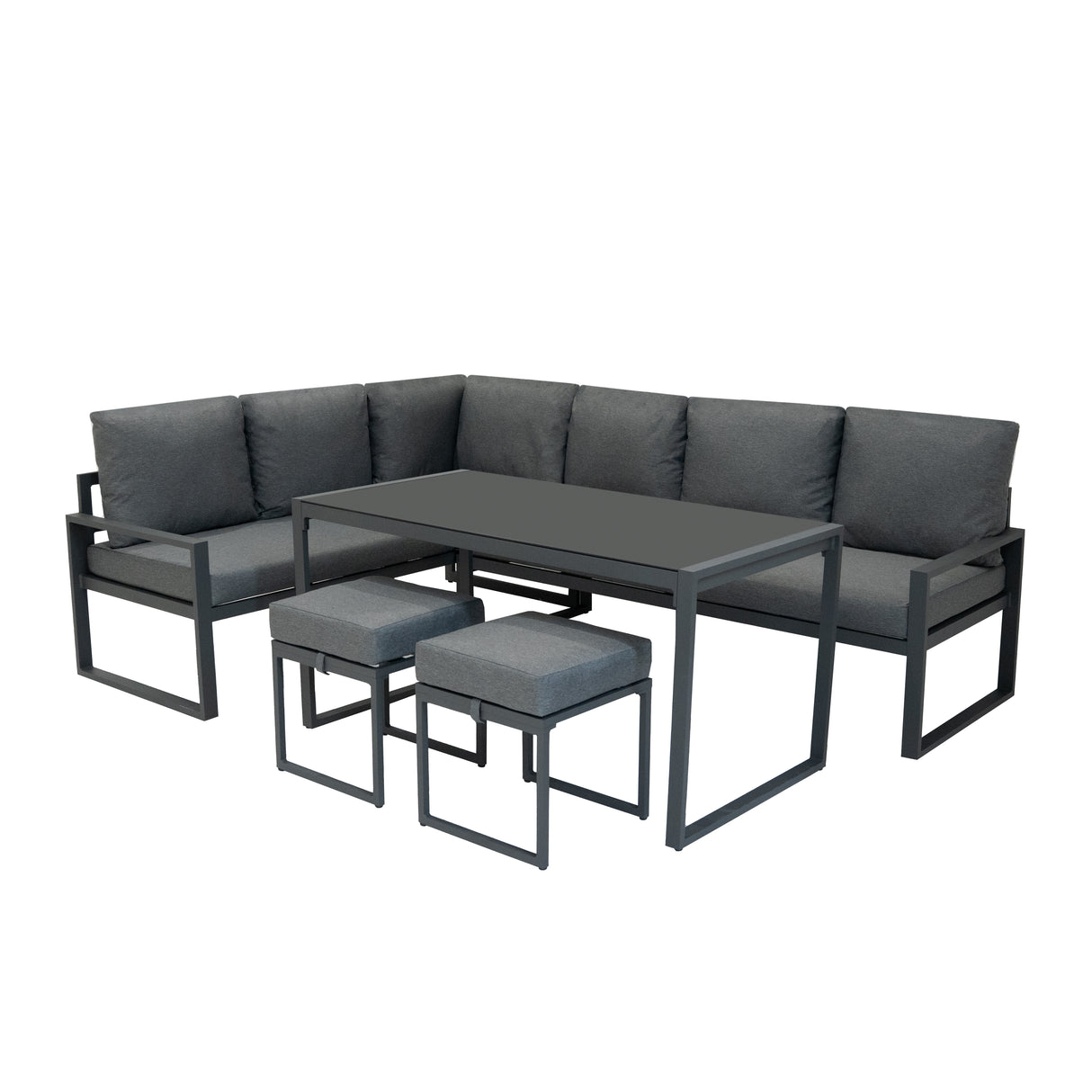 Aluminium 5-teiliges Ecksofa-Set - Anthrazitgrau