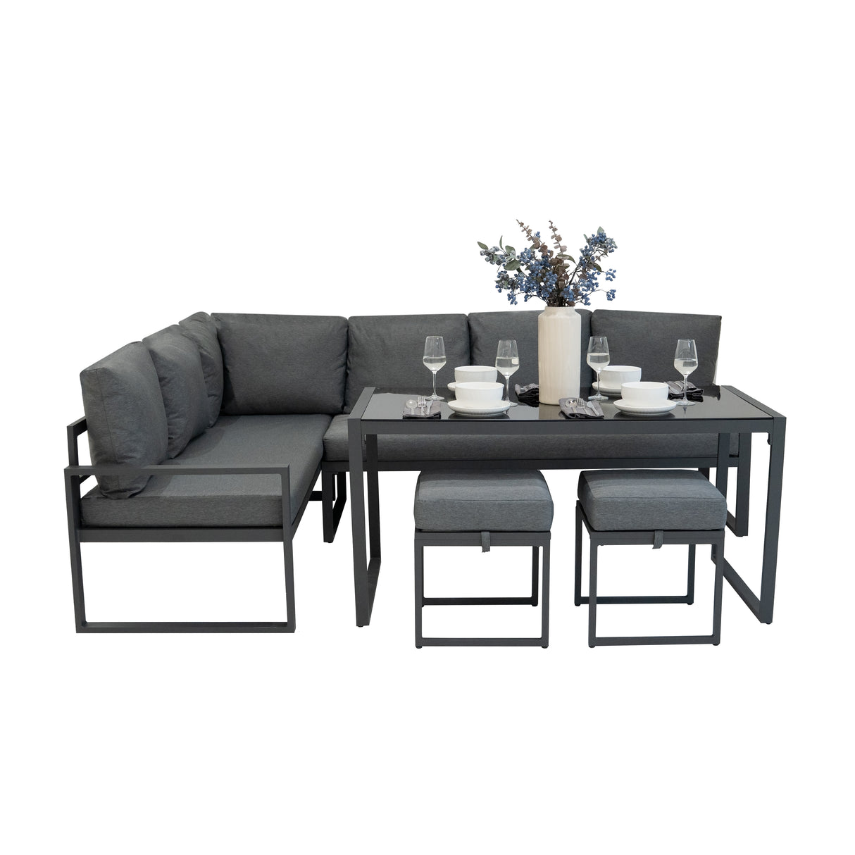 Aluminium 5-teiliges Ecksofa-Set - Anthrazitgrau