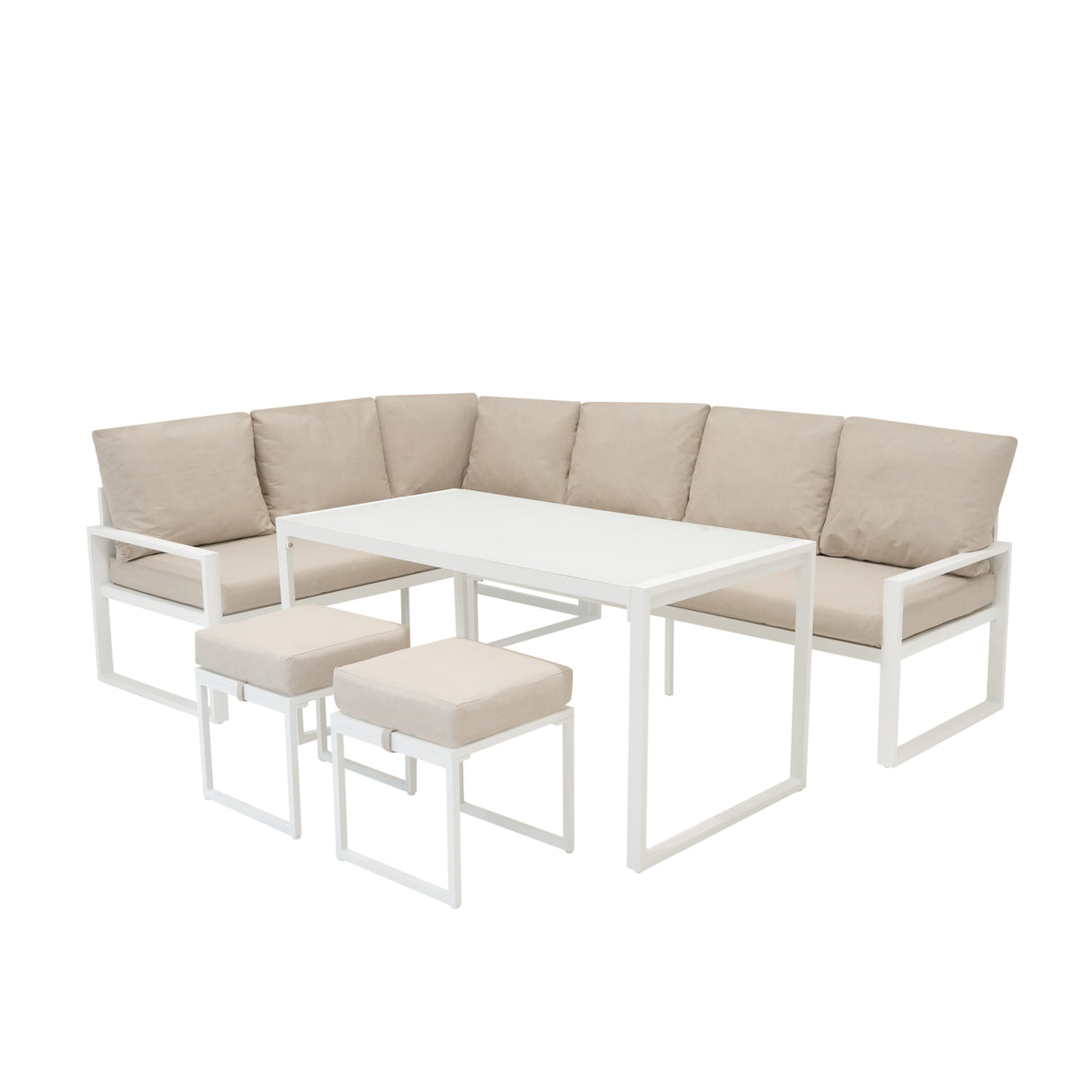 Aluminium 5-teiliges Ecksofa-Set - Weiß