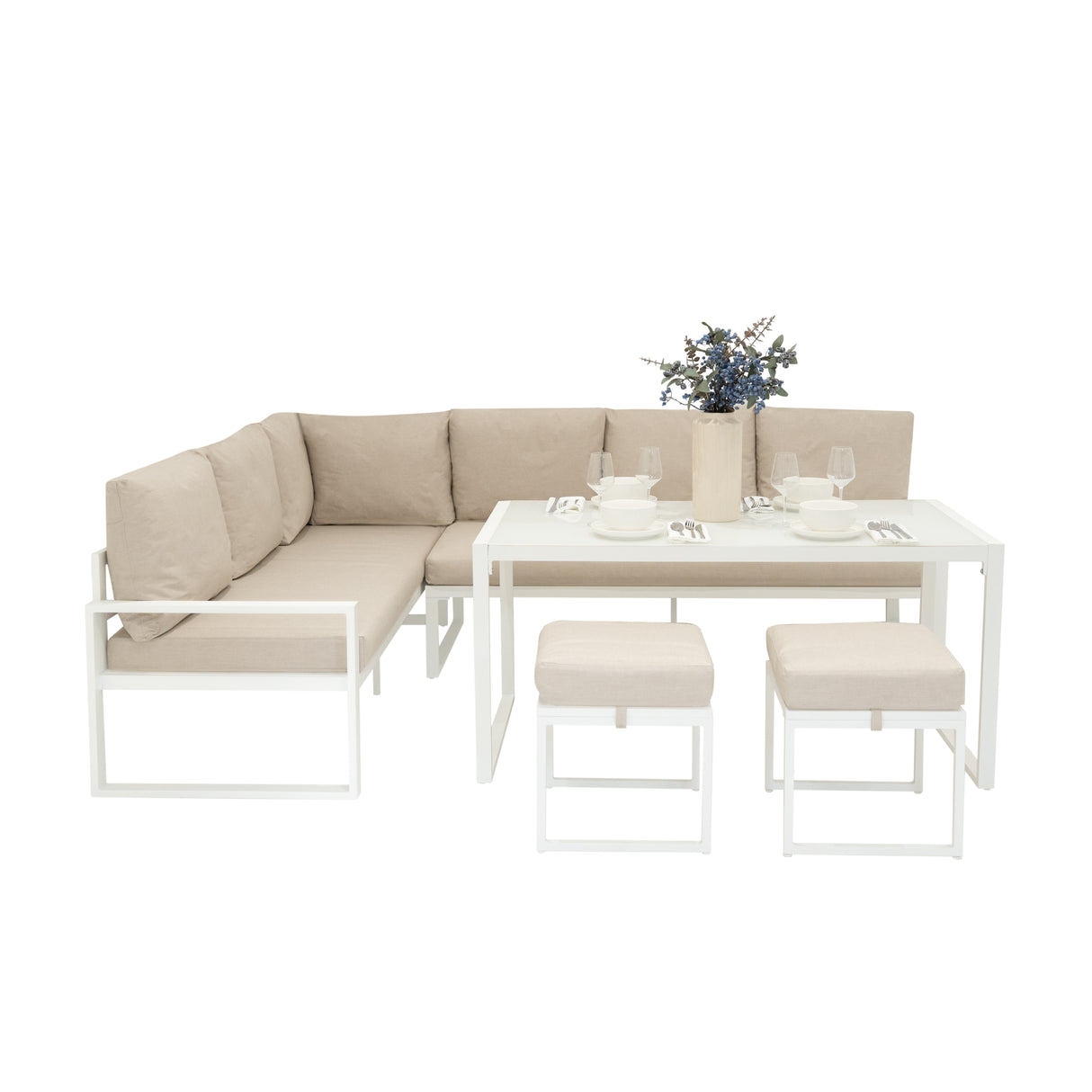 Aluminium 5-teiliges Ecksofa-Set - Weiß