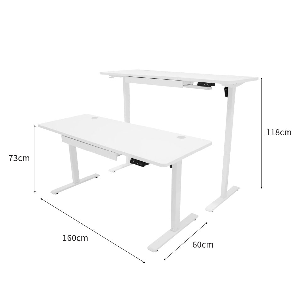 Elektrischer Stehschreibtisch mit Schublade – 160 cm x 60 cm