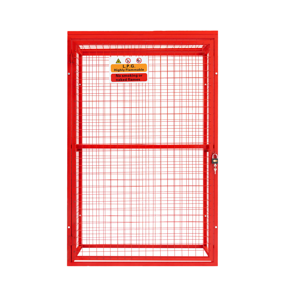 Zusammenklappbarer Drahtkäfig aus rotem Gasflaschenmaterial, 181 cm x 116 cm x 57 cm, mit stabilen Gitterwänden und sicherem Schloss für Lagerung