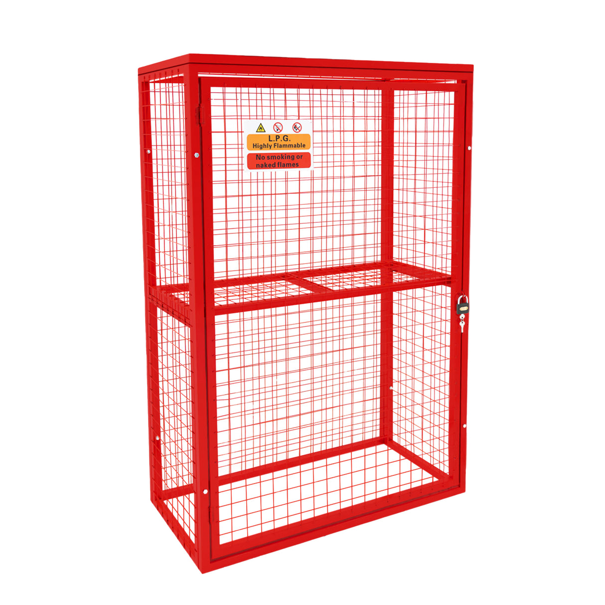 Zusammenklappbarer Drahtkäfig aus rotem Gasflaschenmaterial, 181 cm hoch, 116 cm breit, 57 cm tief, mit stabilen Gitterwänden und Schloss für Sicherheit