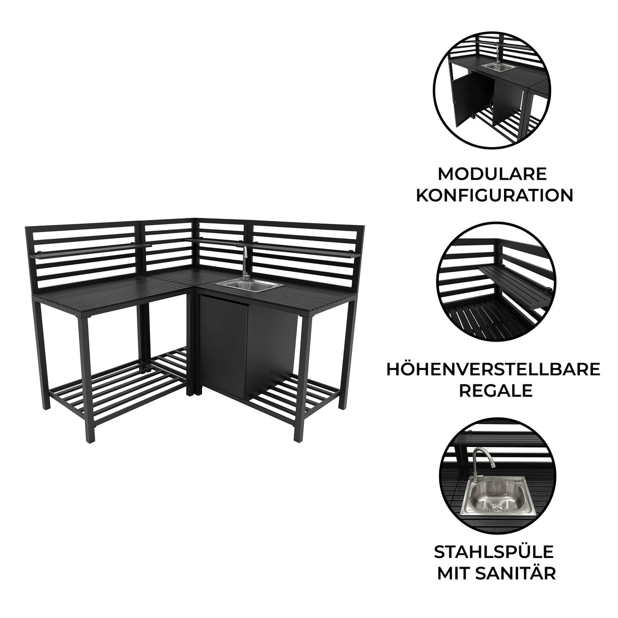 Aluminium 3-teiliges Küchen-Set für Außenbereich