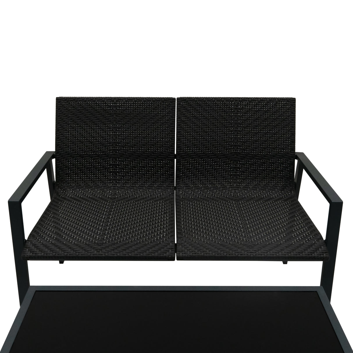 Rattan Terrassenmöbel Set - Schwarz