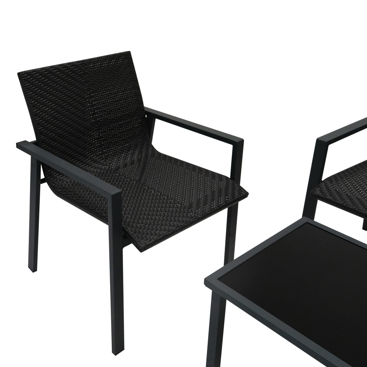 Rattan Terrassenmöbel Set - Schwarz