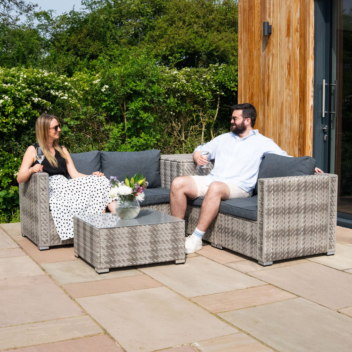 Rattan Modular 6-teiliges Möbelset – Grau