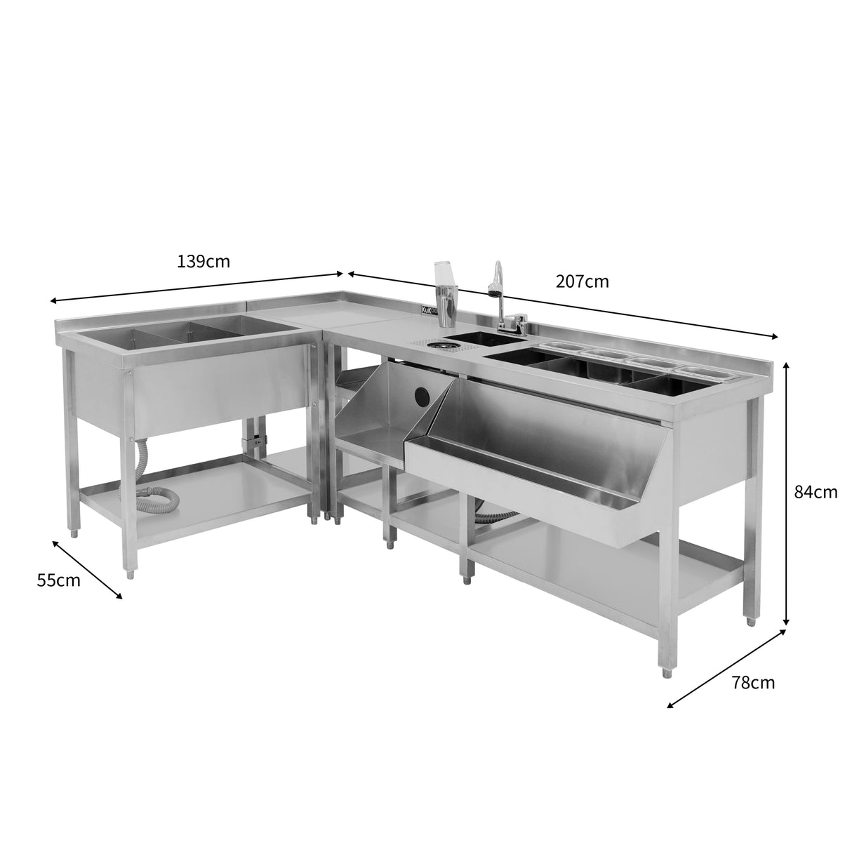 Modulare Deluxe-Cocktailbar-Station mit Eisbrunnen