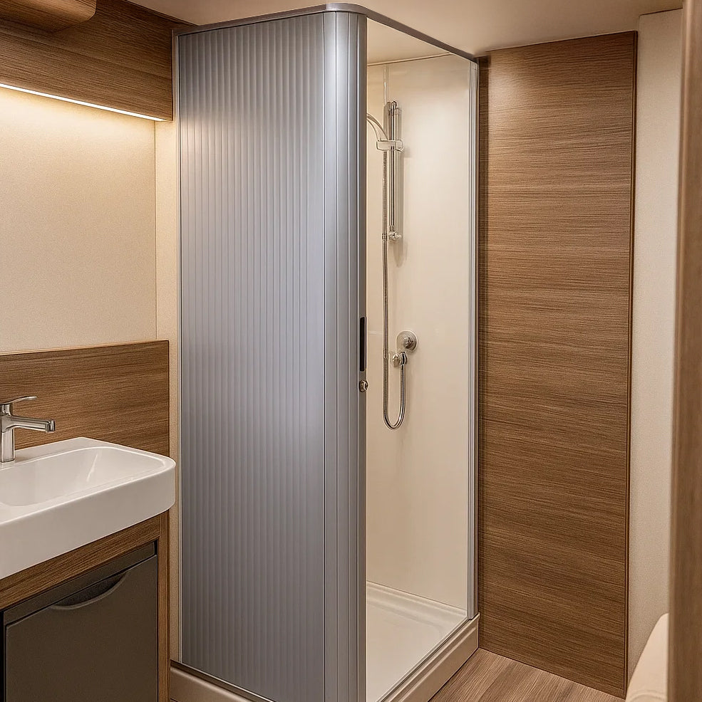 Rollladen Duschtür – Silber