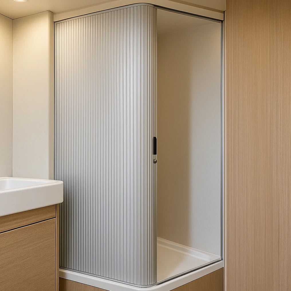 Rollladen Duschtür – Silber