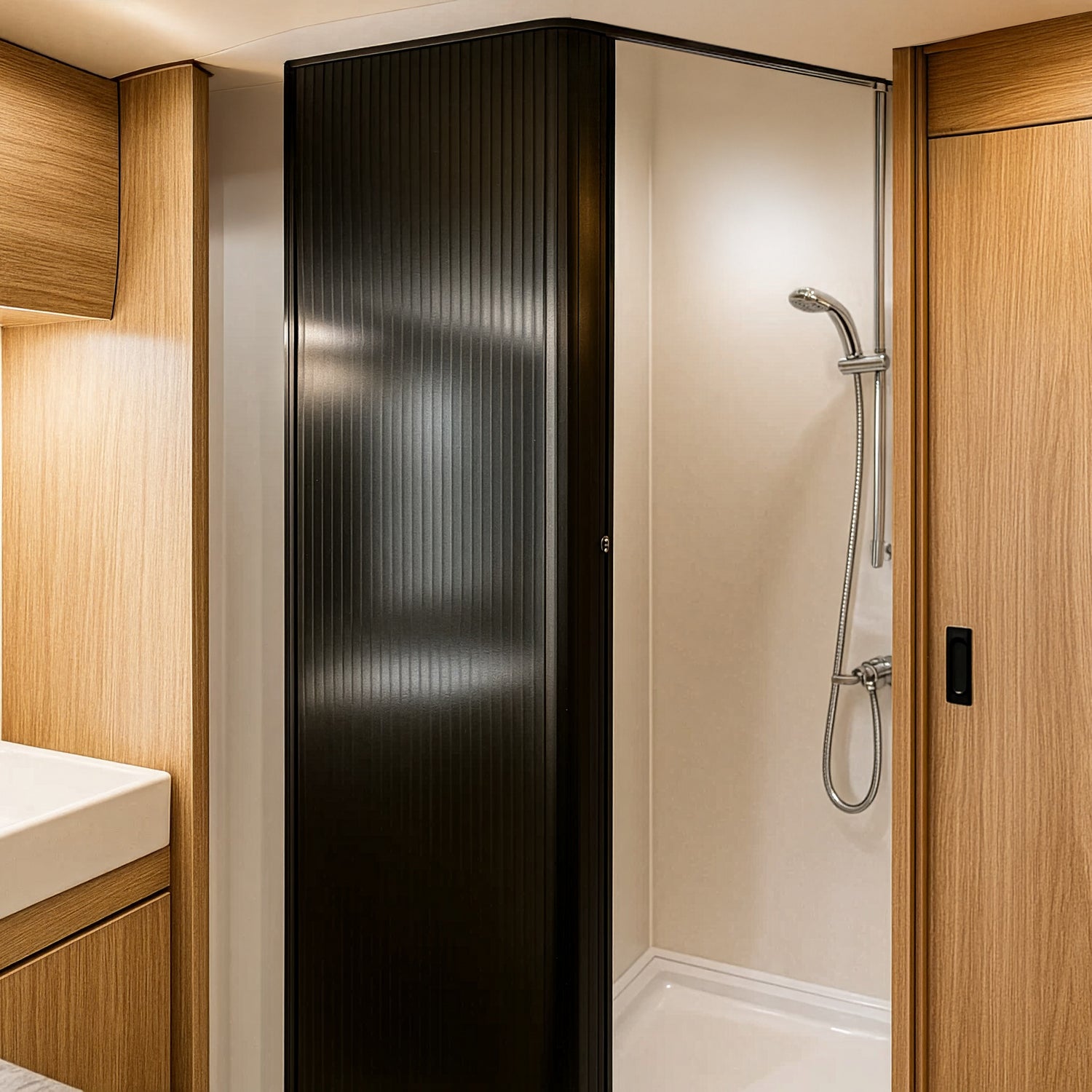 Rollladen Duschtür – Schwarz