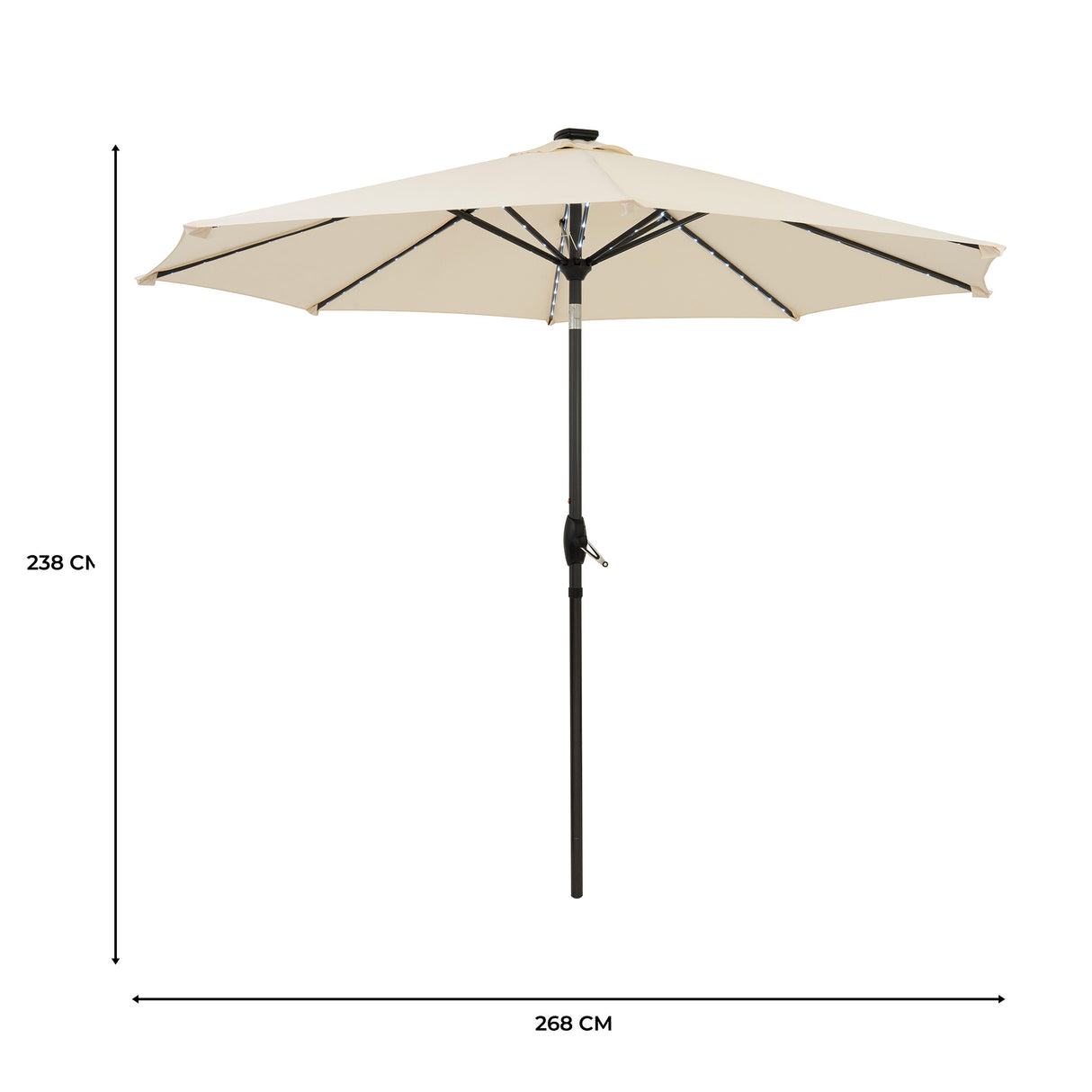 LED-Kipp-Sonnenschirm 2,7m - Creme