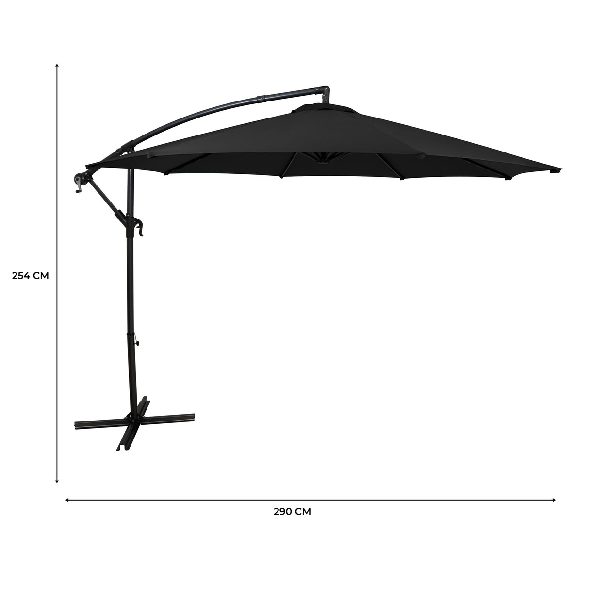 Ausleger-Sonnenschirm 3m - Schwarz