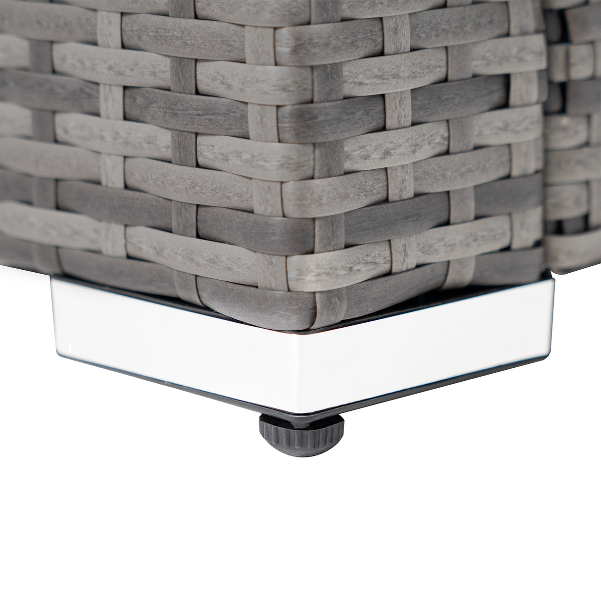 Rattan Eckset mit Verbundstoff-Tisch – Grau