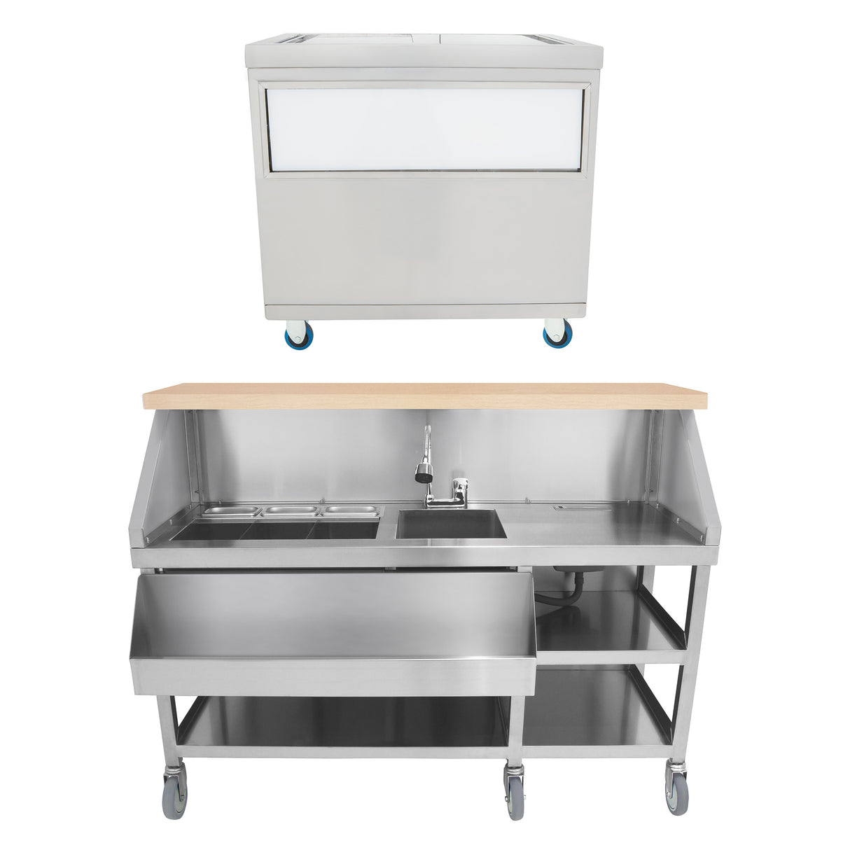 Mobiler Cocktail-Bar-Station mit 800mm Eiswürfelwagen
