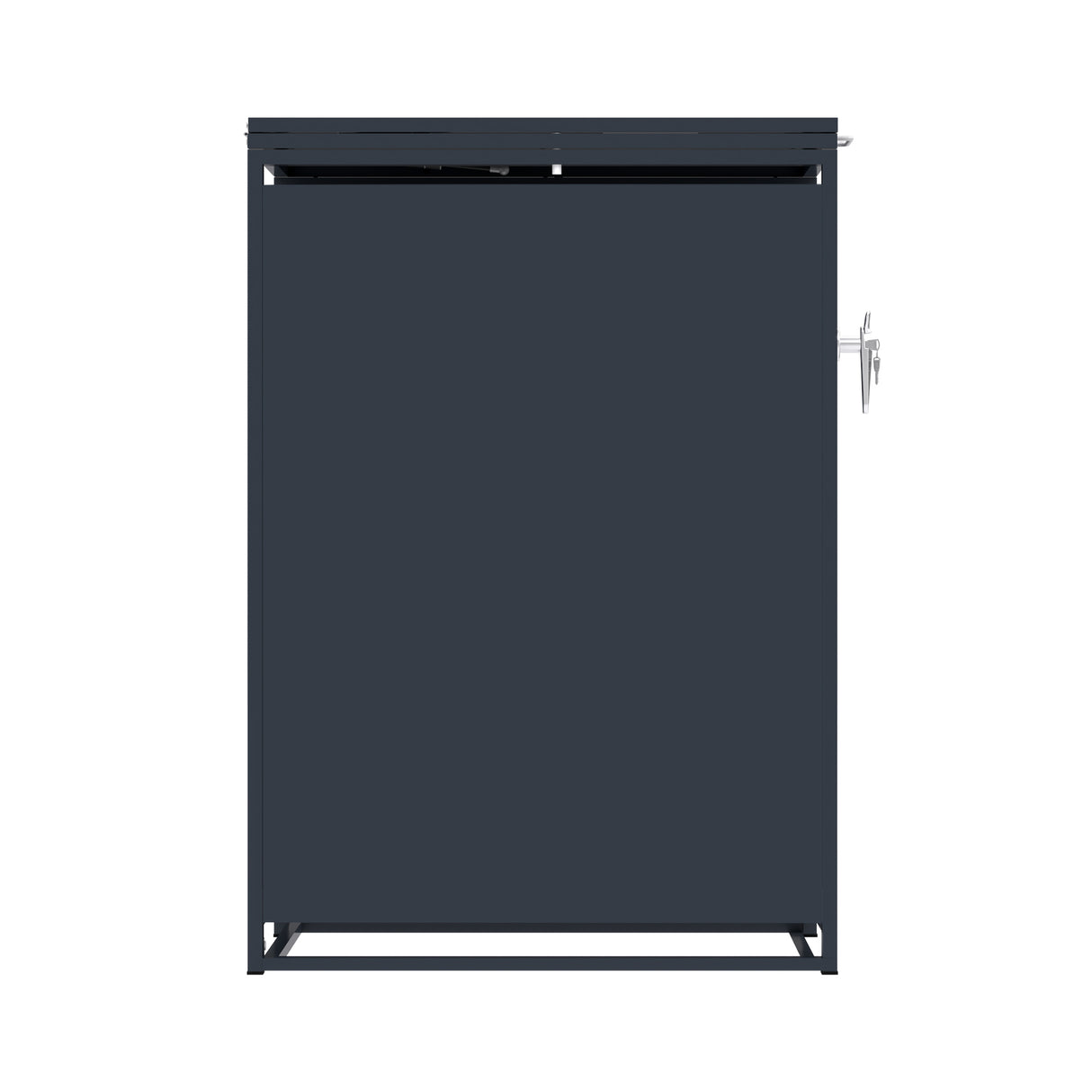 Mülltonnenbox aus Metall mit Grauholzoptiktür