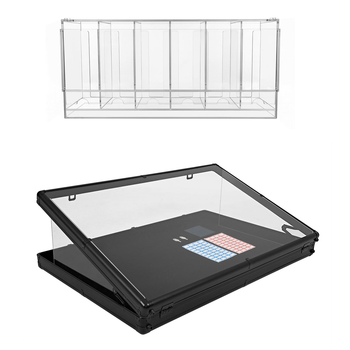 Abschließbare Kartenvitrine mit Acrylspender