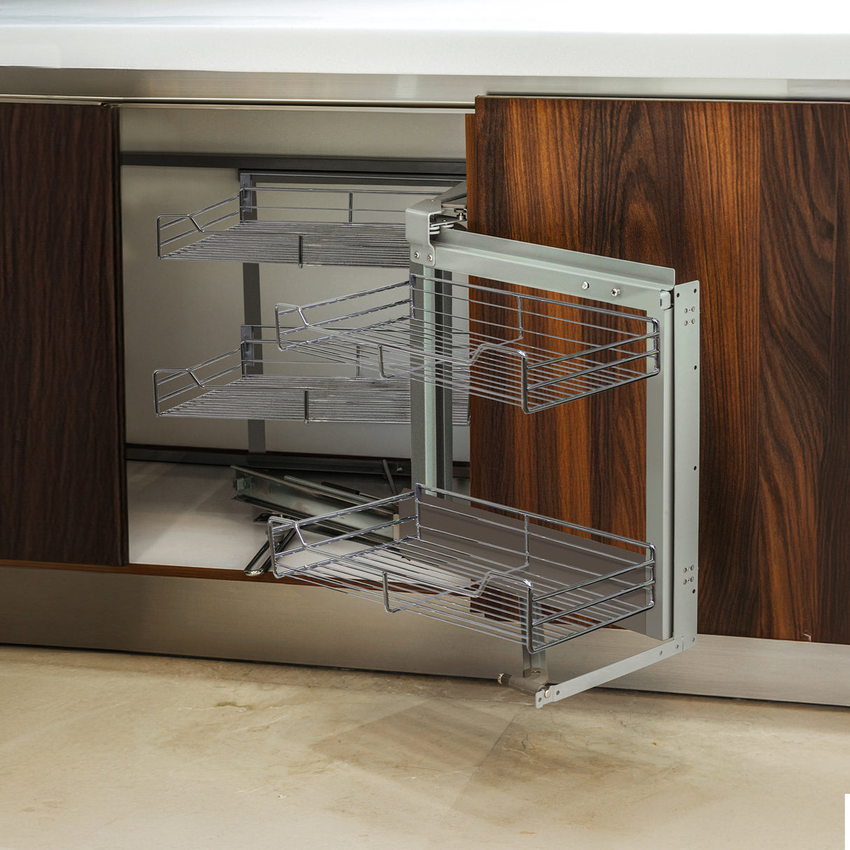 KuKoo ausziehbarer Edelstahl-Eckschrank 90-100cm rechte Seite