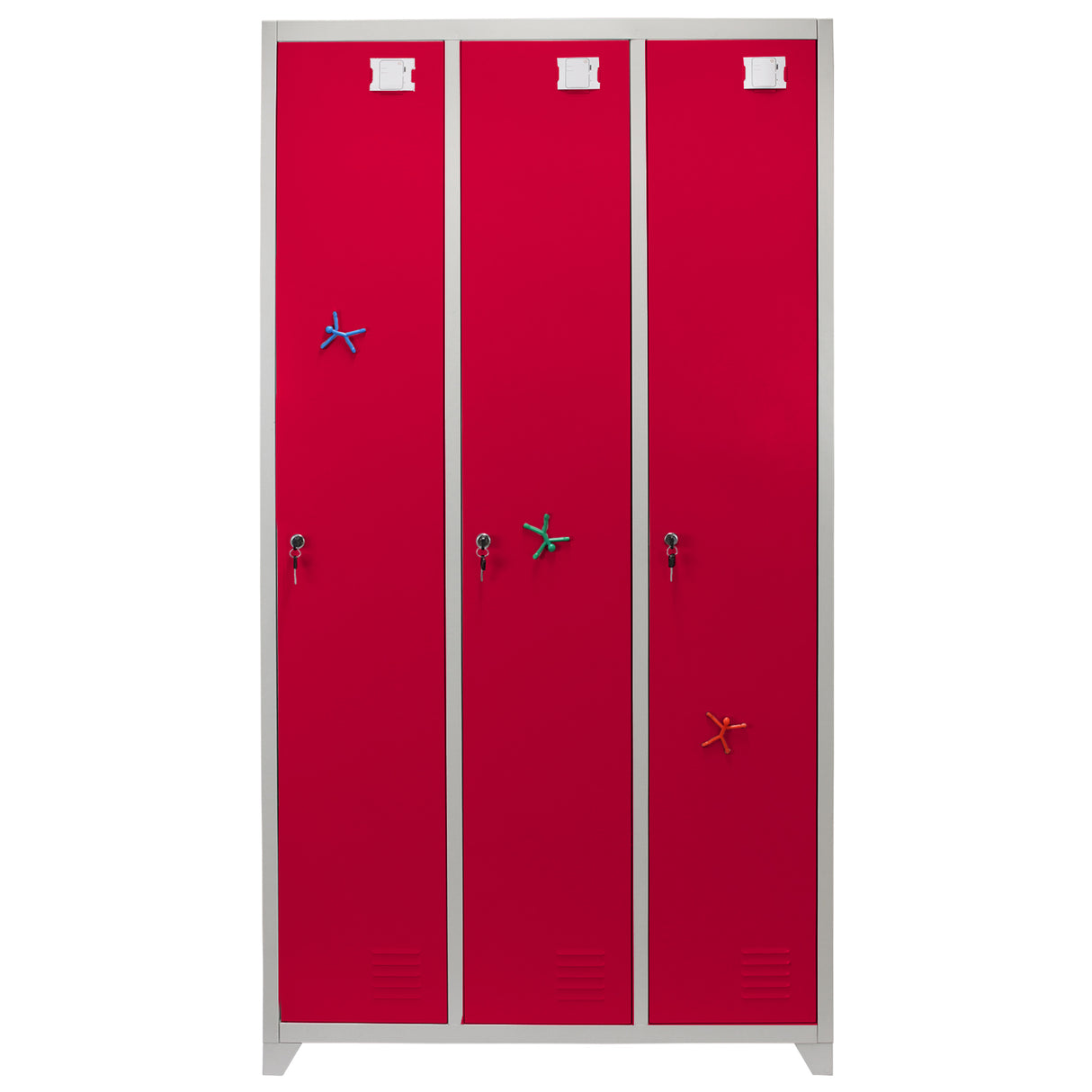 3 x Stahlspinde Fächerschrank Rot